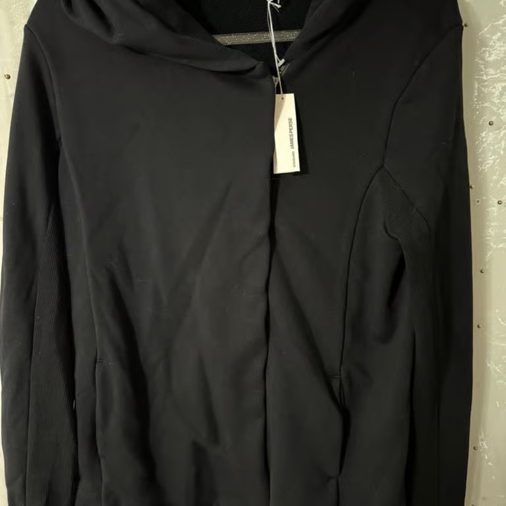 James Perse Black Hooded Utility Jacket with Side Panel Details